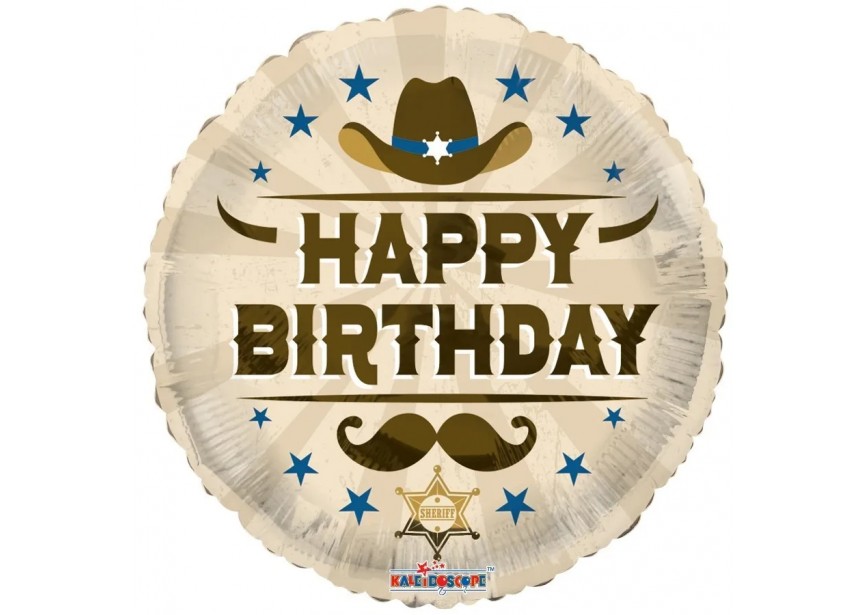 Sempertex-Folie-Betallic-Anagram-Flexmetal-Balloons-Shape-Happy Birthday-Cowboy