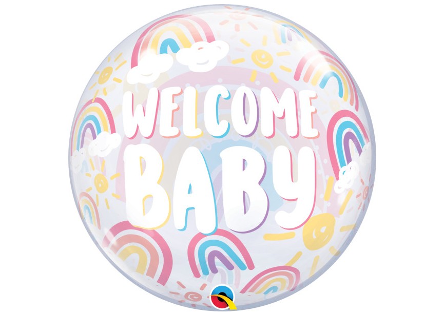 Sempertex-Folie-Betallic-Anagram-Flexmetal-Balloons-Shape-Bubbles-Welcome Baby-Boho Rainbows