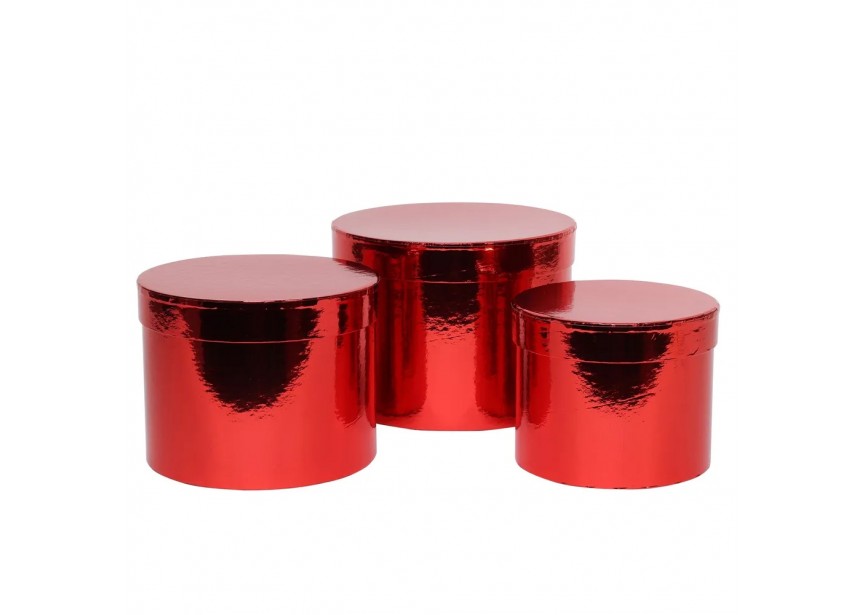 BX2089 - Hat Boxes - Metallic Red - Set of 3