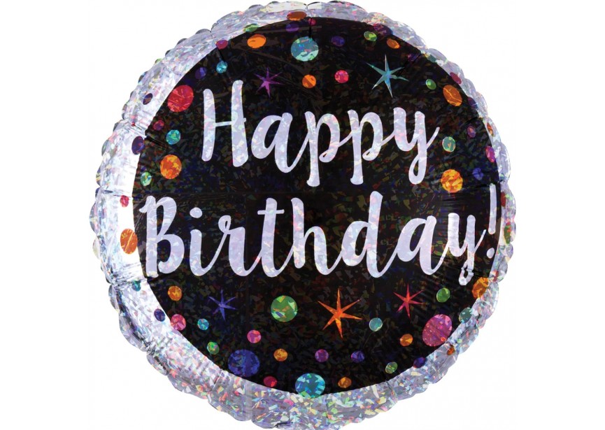 Sempertex-Folie-Betallic-Anagram-Flexmetal-Balloons-Shape-Happy Birthday-Holographic Polka Dots