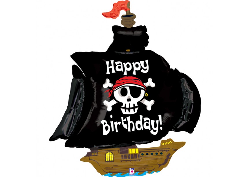 Sempertex-Folie-Betallic-Anagram-Flexmetal-Balloons-Shape-Happy Birthday-Pirate Ship