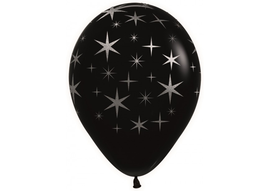 SempertexEurope-BoldStars-Black-080-12inch-R12BS080-LatexBalloon