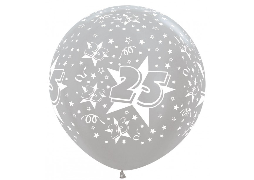 SempertexEurope-Number25-MetallicSilver-481-36inch-R3625481-LatexBalloon