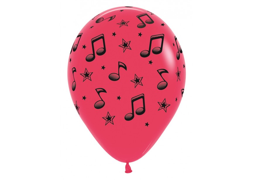 SempertexEurope-MusicNotes-Raspberry-014-12inch-R12MUSIC-LatexBalloon