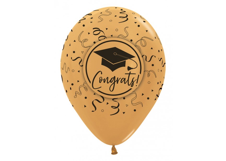 SempertexEurope-CongratsGraduation-Gold-570-12inch-R12CONGRATS-LatexBalloon