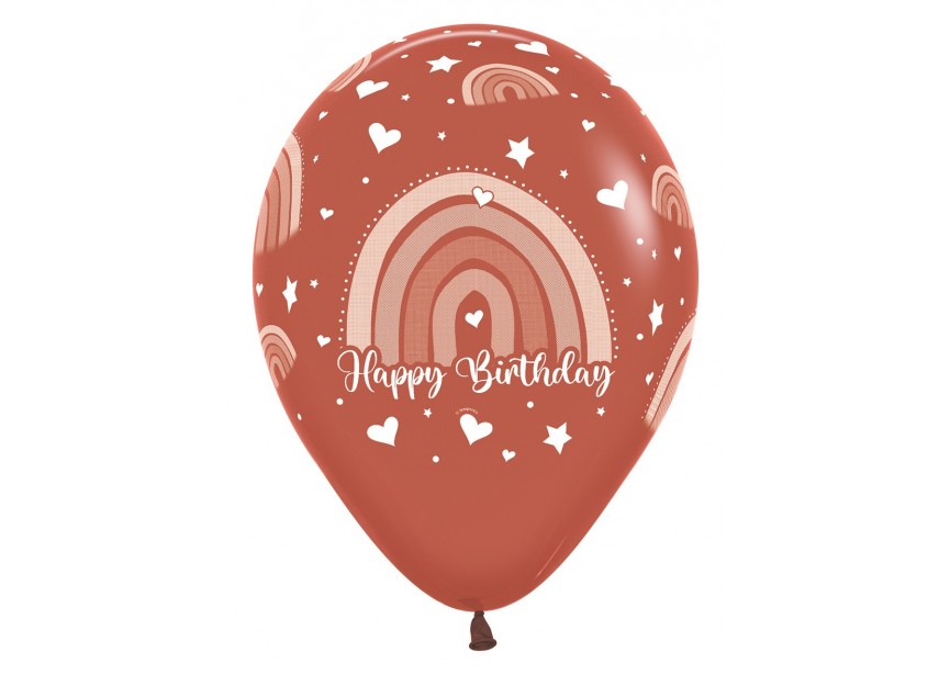 SempertexEurope-HappyBirthday-BohoRainbow-Terracotta-072-12inch-R12HBRAINB-LatexBalloon