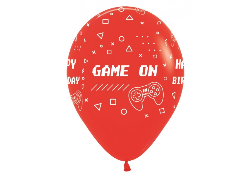 SempertexEurope-HappyBirthday-GameOn-Red-015-12inch-R12HBGAME-LatexBalloon-GameOn