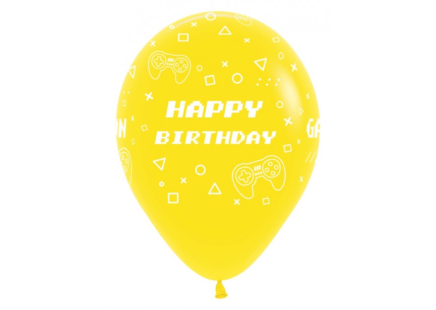 SempertexEurope-HappyBirthday-GameOn-Yellow-020-12inch-R12HBGAME-LatexBalloon