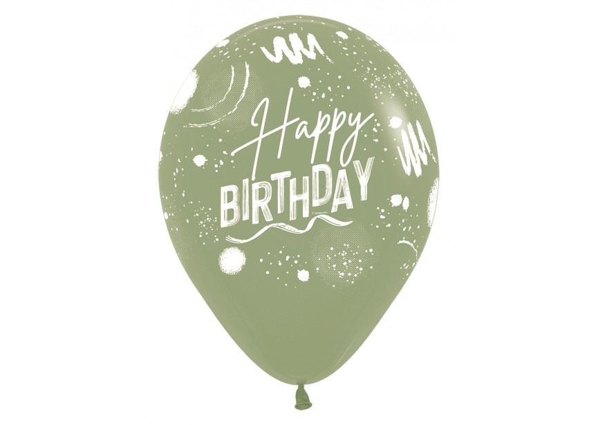 SempertexEurope-HappyBirthday-BrushDesign-Eucalyptus-027-12inch-R12HBBRUSH-LatexBalloon