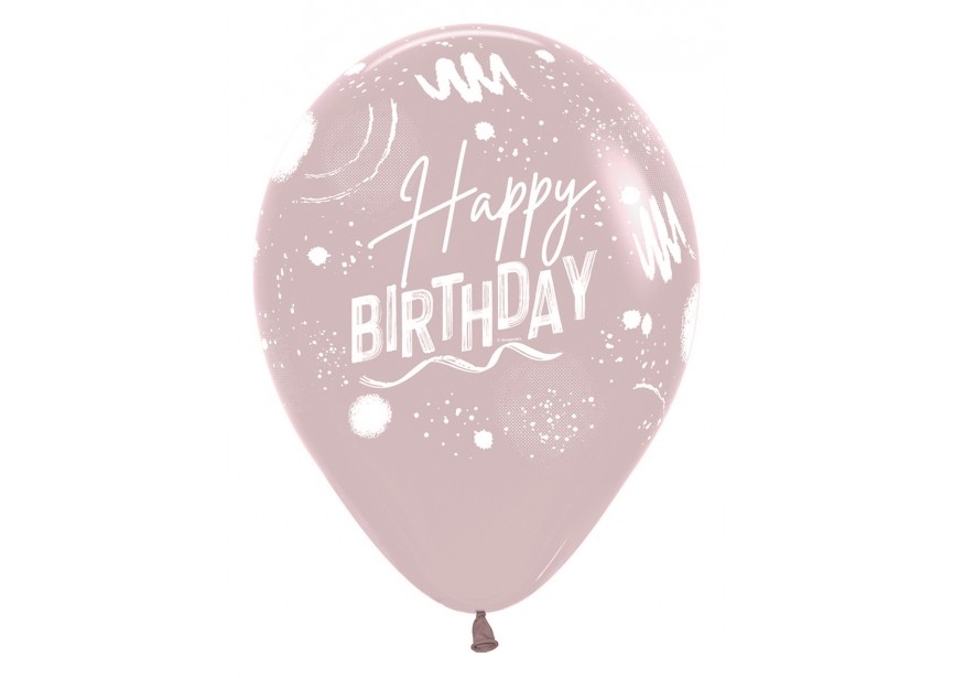 SempertexEurope-HappyBirthday-BrushDesign-Rose-110-12inch-R12HBBRUSH-LatexBalloon