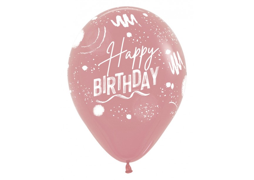 SempertexEurope-HappyBirthday-BrushDesign-Rosewood-010-12inch-R12HBBRUSH-LatexBalloon