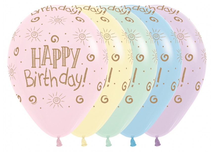 SempertexEurope-HappyBirthday-Sun-PastelMatte-Assortment-12inch-R12HBSUN-LatexBalloon