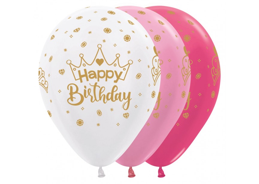 SempertexEurope-HappyBirthday-Crown-Assortment-12inch-R12HBCROWN-LatexBalloon