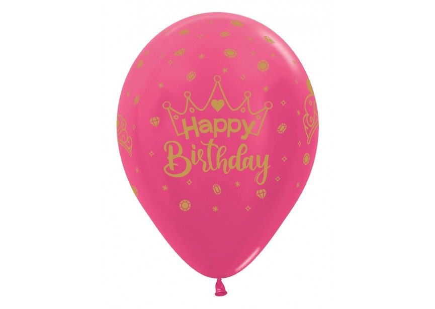 SempertexEurope-HappyBirthday-Crown-PearlFuchsia-412-12inch-R12HBCROWN-LatexBalloon