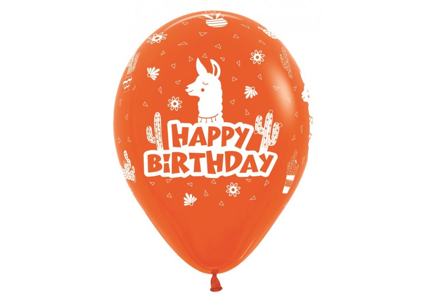 SempertexEurope-HappyBirthday-Lama-Orange-061-12inch-R12HBLAMA-LatexBalloon