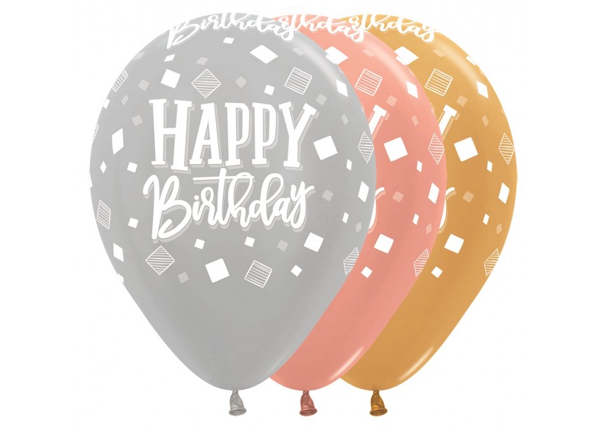 SempertexEurope-HappyBirthday-Squares-Metallic-Assortment-12inch-R12HBSQUAR-LatexBalloon