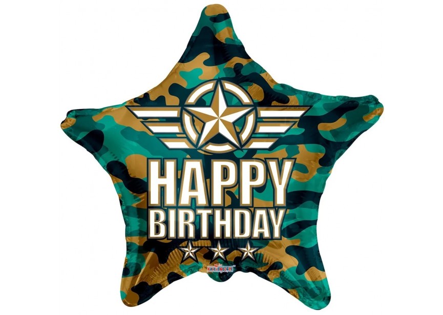 Sempertex-Folie-Betallic-Anagram-Flexmetal-Balloons-Shape-Happy Birthday-Camouflage