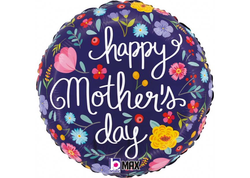 Sempertex-Folie-Betallic-Anagram-Flexmetal-Balloons-Shape-Happy Mothersday Folk Floral