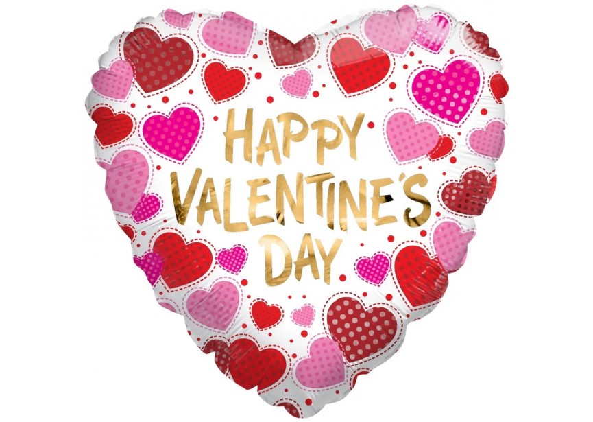 Sempertex-Folie-Betallic-Anagram-Flexmetal-Balloons-Shape-Happy Valentines Day-Dots & Hearts