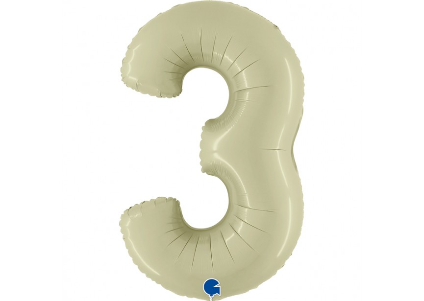 Sempertex-Folie-Betallic-Anagram-Flexmetal-Balloons-Shape-Satin Olive Green-Number 3