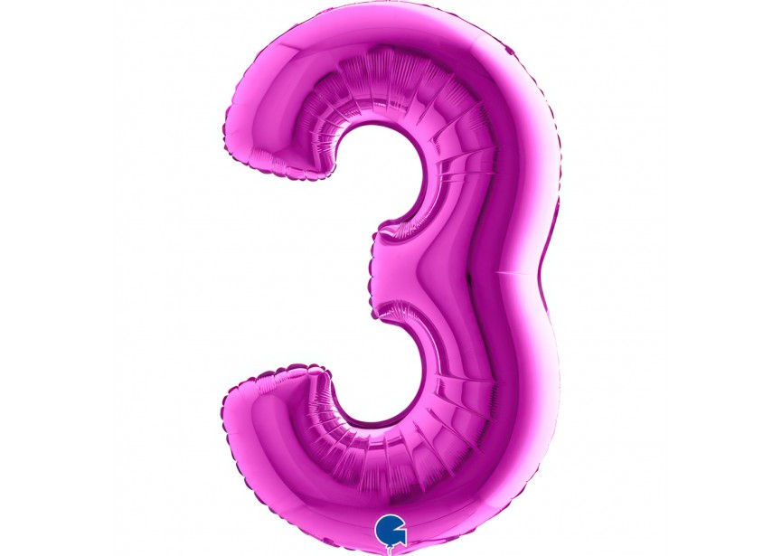 Sempertex-Folie-Betallic-Anagram-Flexmetal-Balloons-Shape-Purple-Number 3