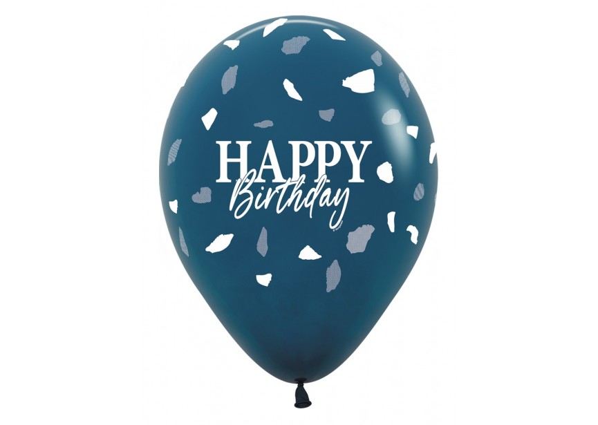 SempertexEurope-HappyBirthday-Terrazo-DeepTeal-035-12inch-R12HBTZB-LatexBalloon