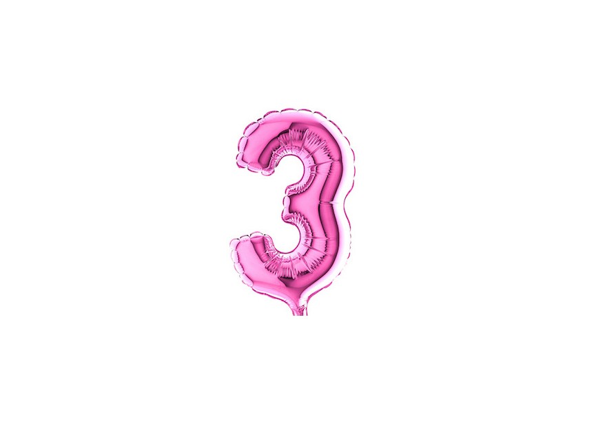 Sempertex-Folie-Betallic-Anagram-Flexmetal-Balloons-Shape-Fuchsia-Number 3